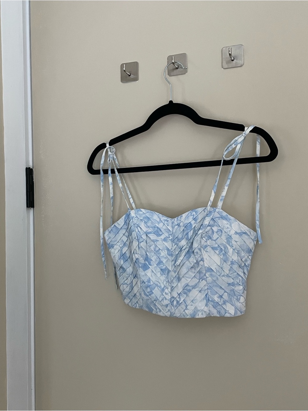 Club Monaco Light Blue Tie-Strap Bustier Crop Top